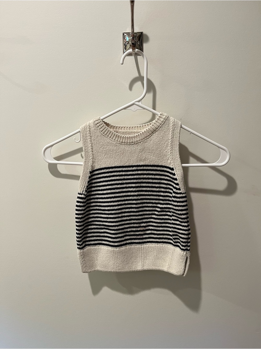 Zara Cream & Black Striped Knit Tank Top